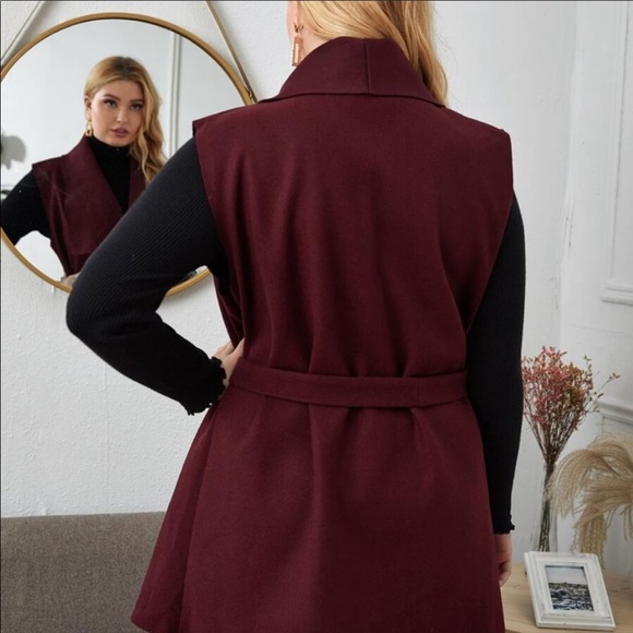 LAST ONE 1X Waterfall Collar Belted Vest - Picture 3 of 6